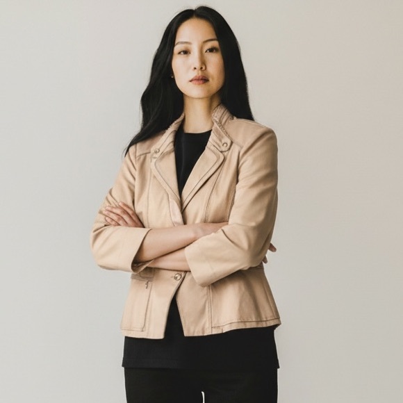 White House Black Market Beige Tan Women's Jacket Blazer Sz 6 Like New - Picture 4 of 15